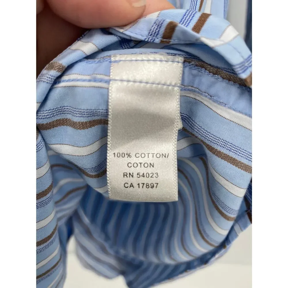 Banana Republic Long Sleeve Blue Stripe Button Down Shirt M 15-15 1/2